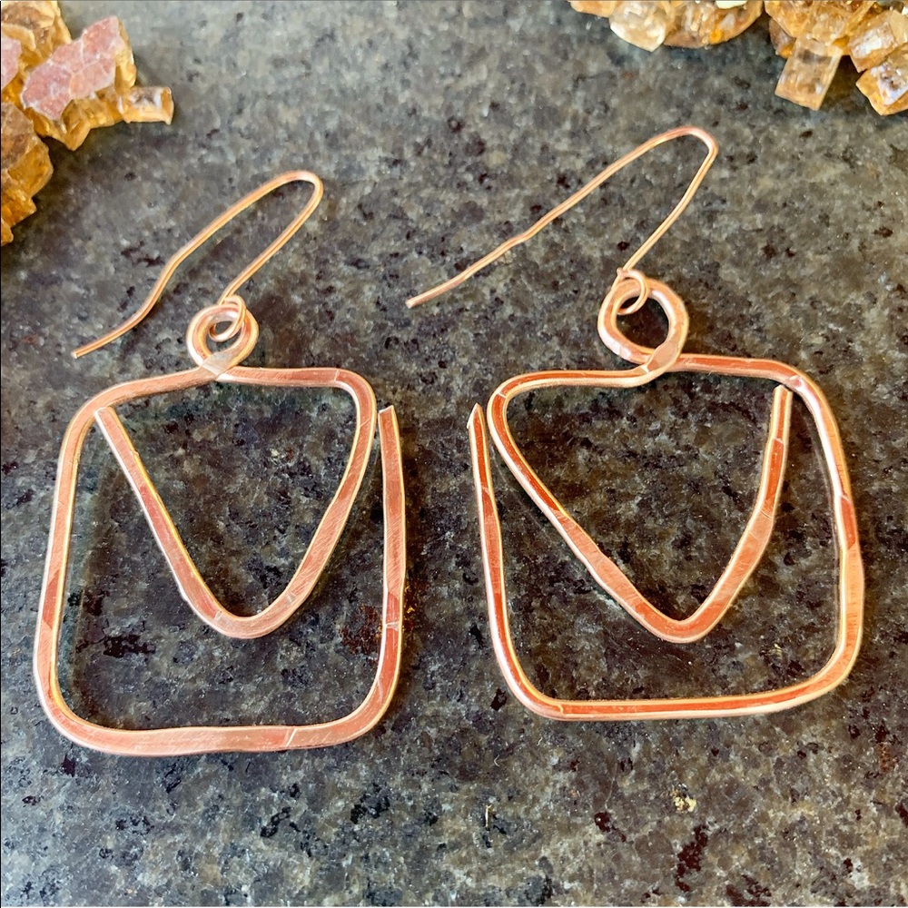 Triangle in Square Hammered Earrings